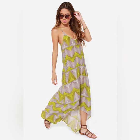 NEW Billabong Day Beyond Lime Green Print Dress Size S - Picture 1 of 13